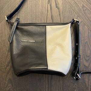 COLE Haan Black and White Crossbody Leather Bag